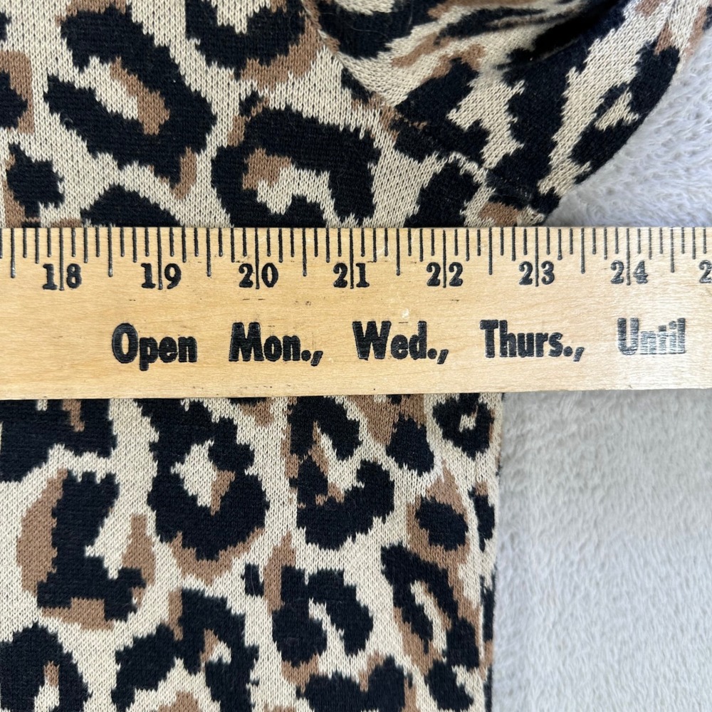 J.Crew Cardigan Women's L Tan Leopard Animal Print Open Front Cotton Sweater - Picture 5 of 7